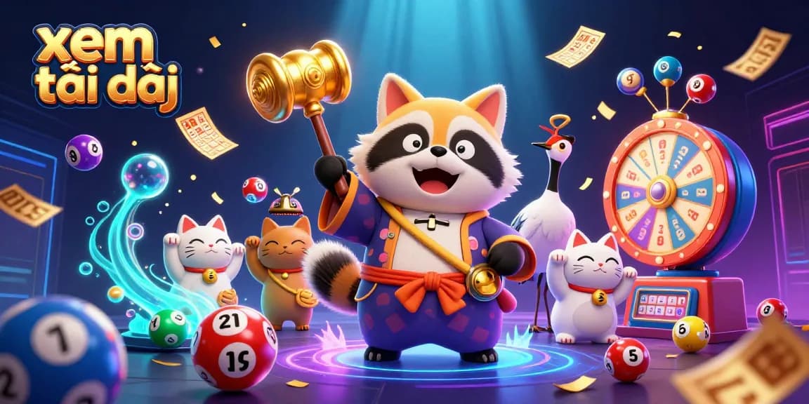 Experience the vibrancy of gambling themes with the characters enjoying their time to "xem tại đây" in a dynamic casino illustration.