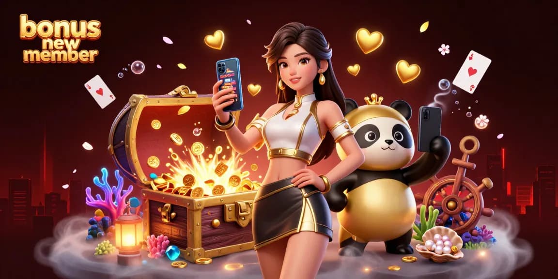 Engage with exciting casino action through the bonus new member offers, represented by festive characters.
