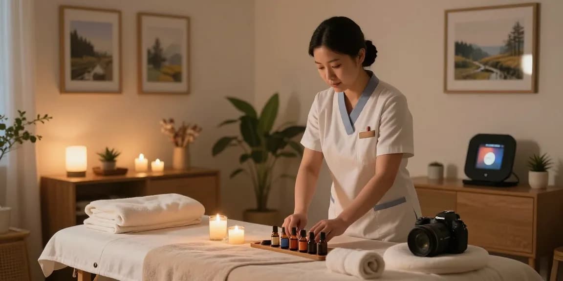 일산출장안마의 전문 관리사가 고객의 집에서 편안한 마사지 서비스를 제공하는 모습