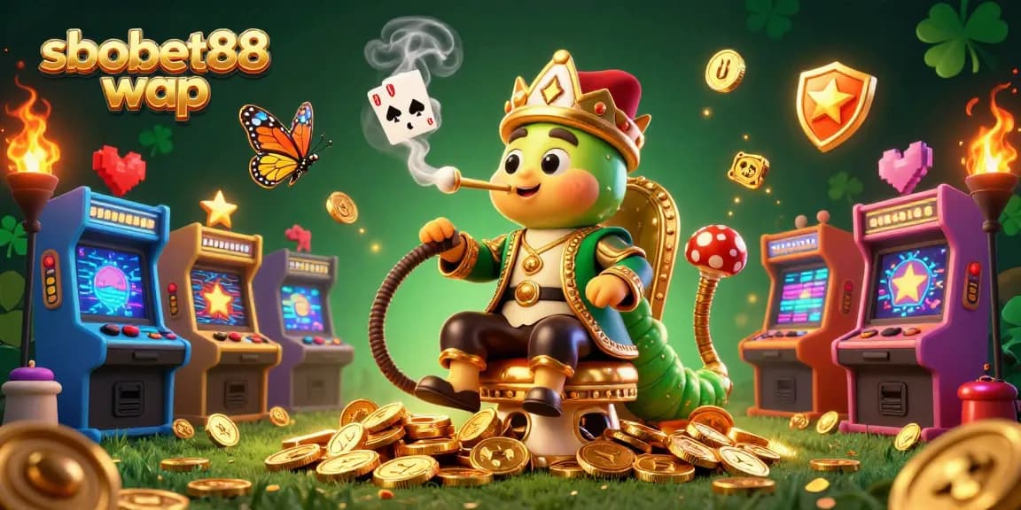 Experience sbobet88 wap with this vibrant illustration of a casino scene, full of game elements.