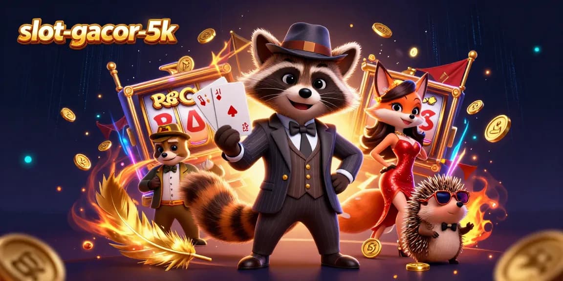 Experience thrilling gameplay at slot-gacor-5k with winning slot reels and cowboy characters!