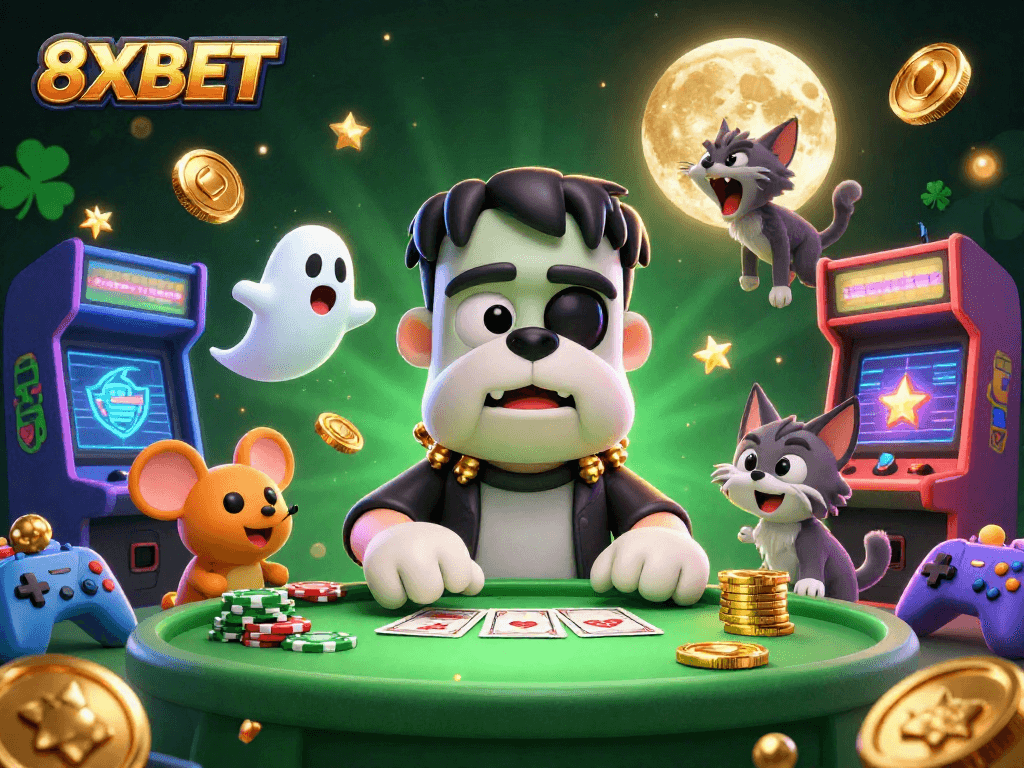 Experience thrilling games with 8XBET's vibrant casino adventure featuring engaging characters and dynamic elements.