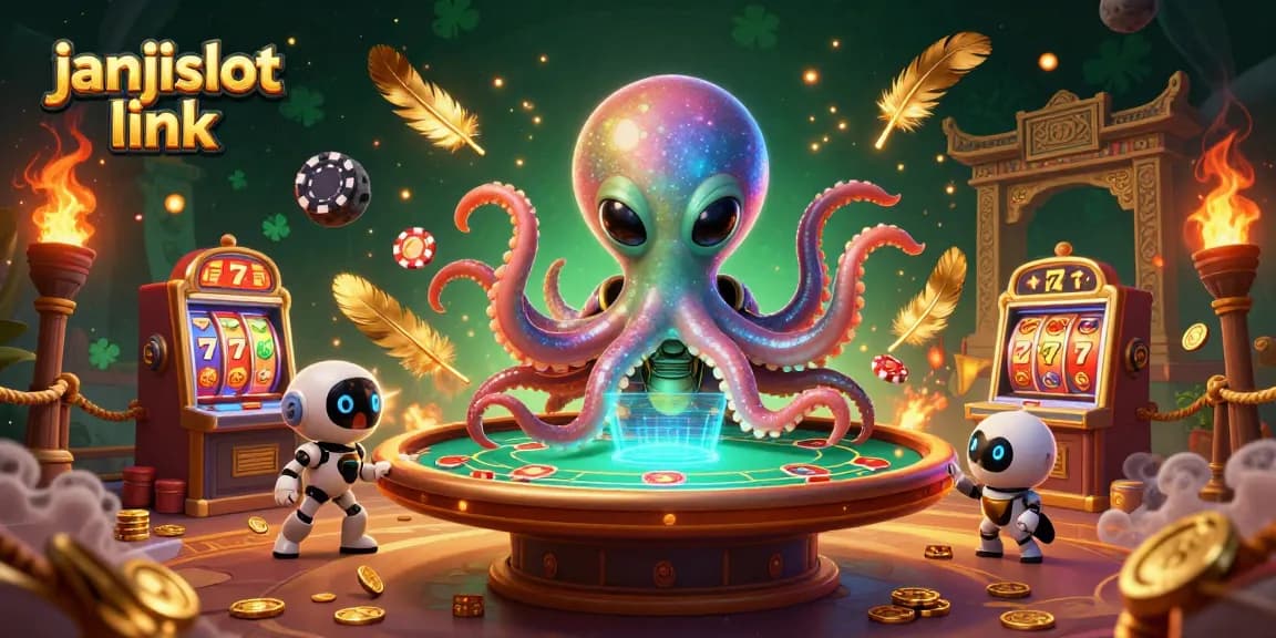 Engage with the janjislot link at a dynamic poker table with a 3D alien octopus and robot companion.
