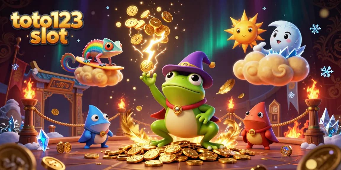 Experience the excitement of toto123 slot with a dazzling display of coins and vibrant characters.