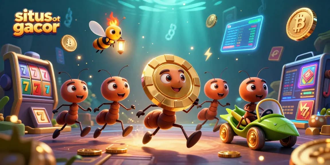 Gali informasi situs slot gacor dengan anting berburu chip emas dan elemen slot yang menyala