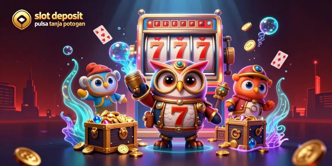 Mainkan slot deposit pulsa tanpa potongan dengan mudah dan nikmati jackpot menarik dalam ilustrasi kasino 3D yang menawan.