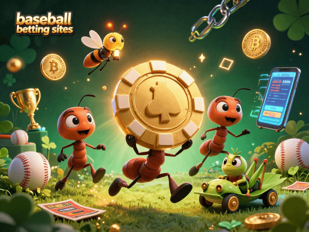 Excite bettors at baseball betting sites with ants on a heist for a massive poker chip!