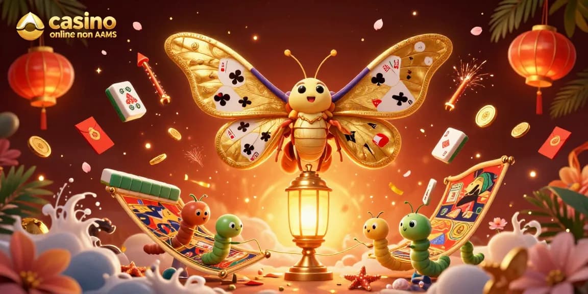 Gioca ai casino online non AAMS con la ricca scena di un falena 3D e altri elementi di gioco magici.