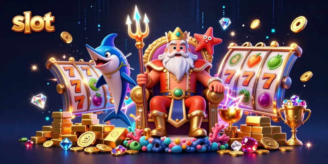 Experience exciting slot action with vibrant characters and dynamic elements in this casino-themed illustration.