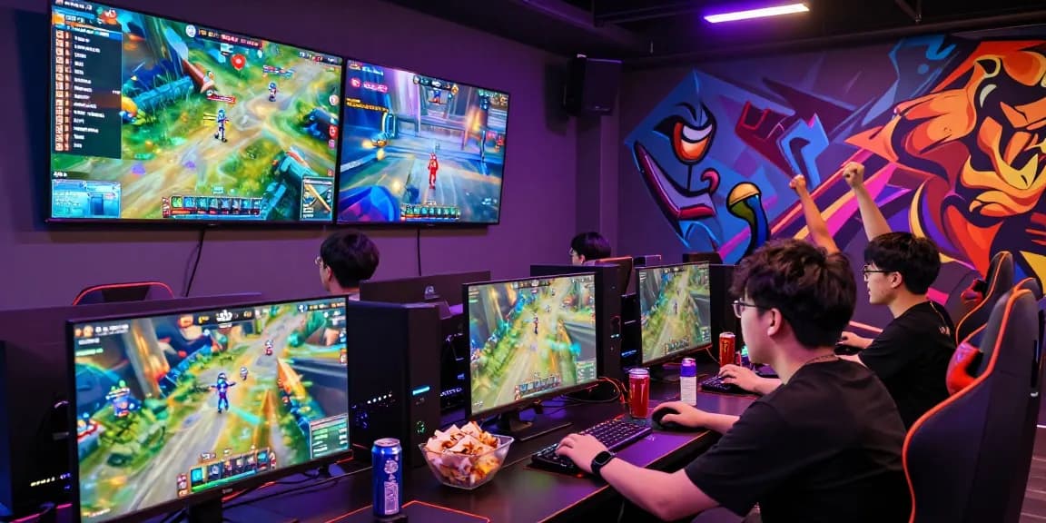 Engaging scene of players competing in game bài đổi thưởng with intense focus and lively atmosphere.