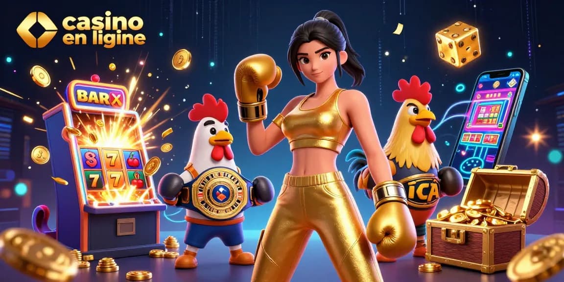 Découvrez l'excitation du casino en ligne avec une illustration vibrante mettant en avant des jeux, des personnages et des trésors.