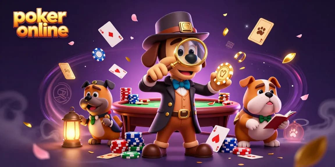Jouez au poker en ligne avec des personnages de détective et des éléments de jeu divertissants.