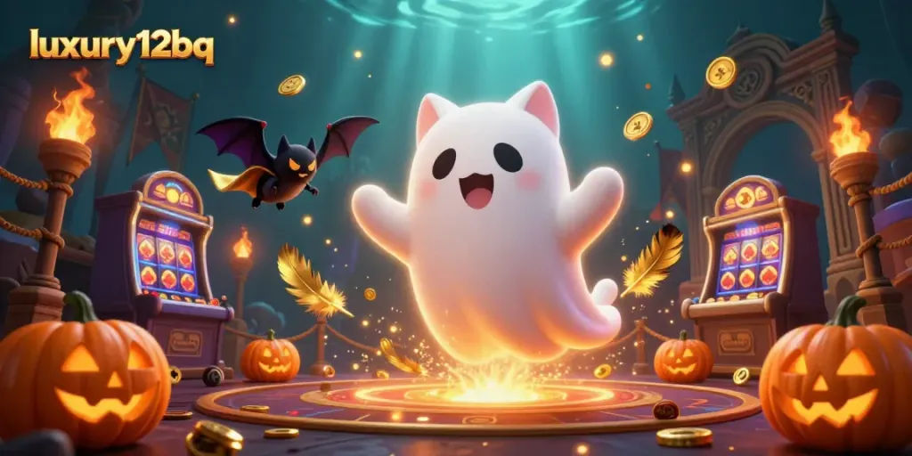 Memenangkan permainan di luxury12bq dengan kucing hantu mengapung di kasino menyeramkan yang berkilauan.