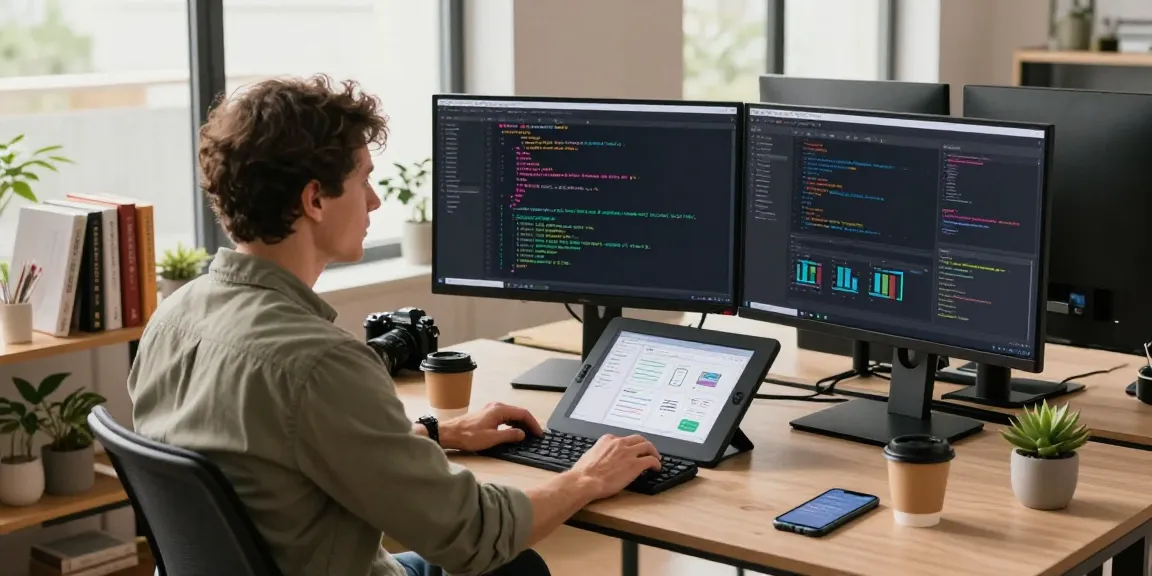Developer focusing on innovative coding solutions with kecak4d in a modern office.