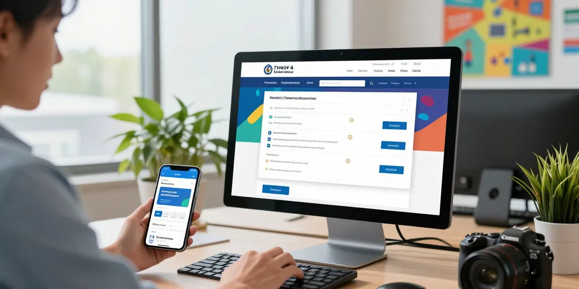 Engaging user navigating the rtps 4 citizen service portal on a desktop, showcasing public service accessibility in a modern office.