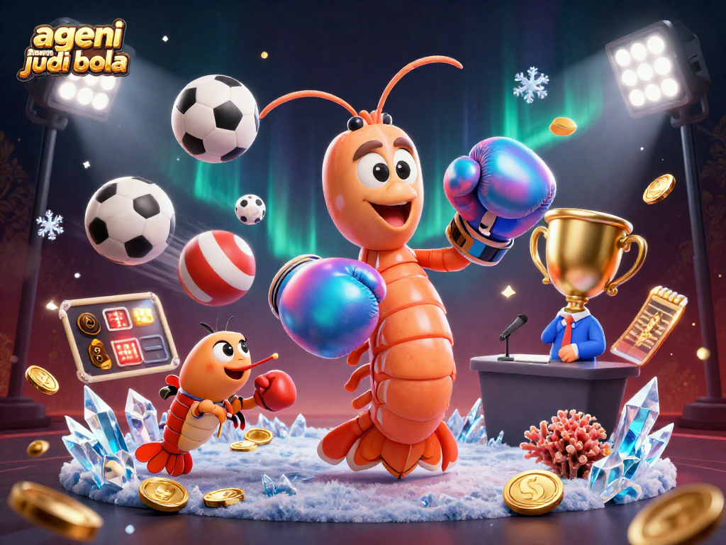 Engage with agen resmi judi bola through an exciting betting scene featuring vibrant sports elements and dynamic characters.
