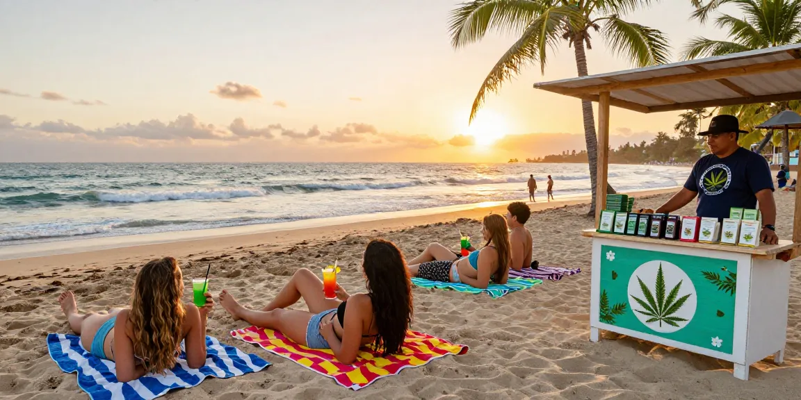 Where Can l Buy Weed In Puerto Vallarta, Mexico Legally? Best Guide scene of friends enjoying cannabis on the beach in Puerto Vallarta.
