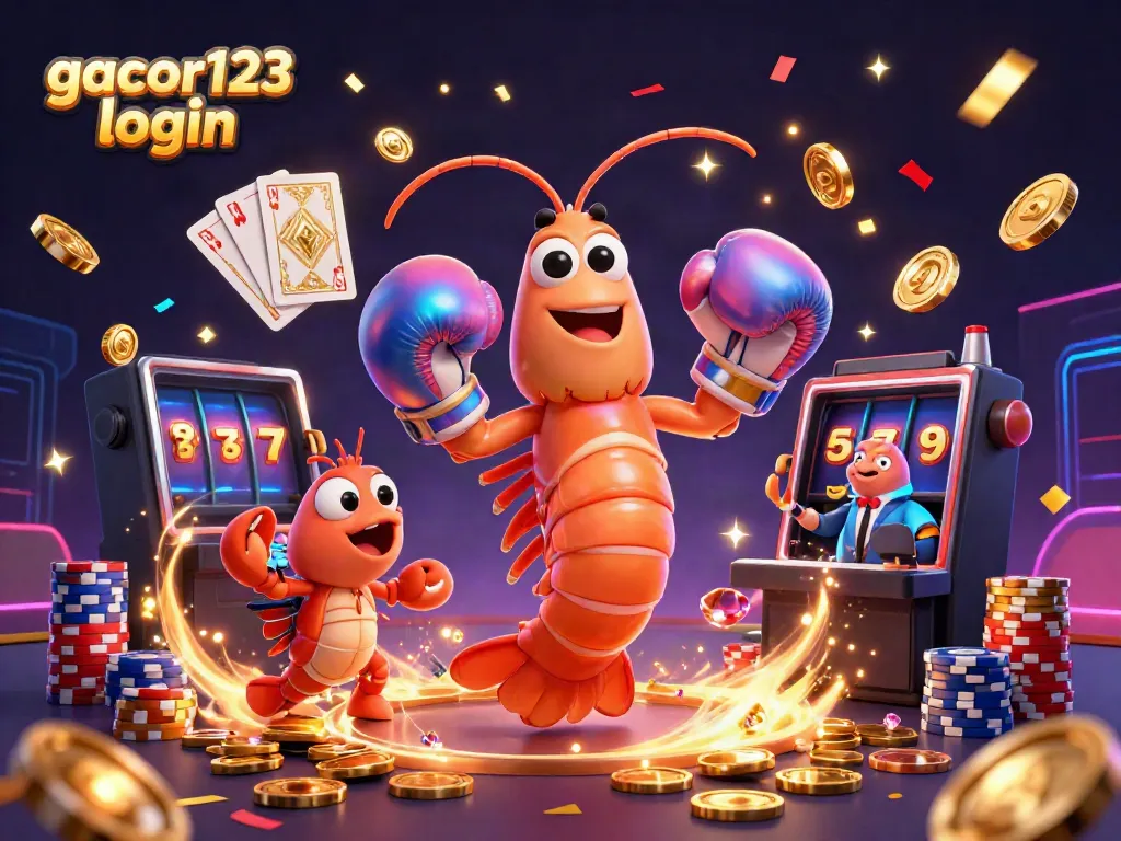 Engage with gacor123 login through vibrant casino illustration featuring animated characters and magical gaming elements.