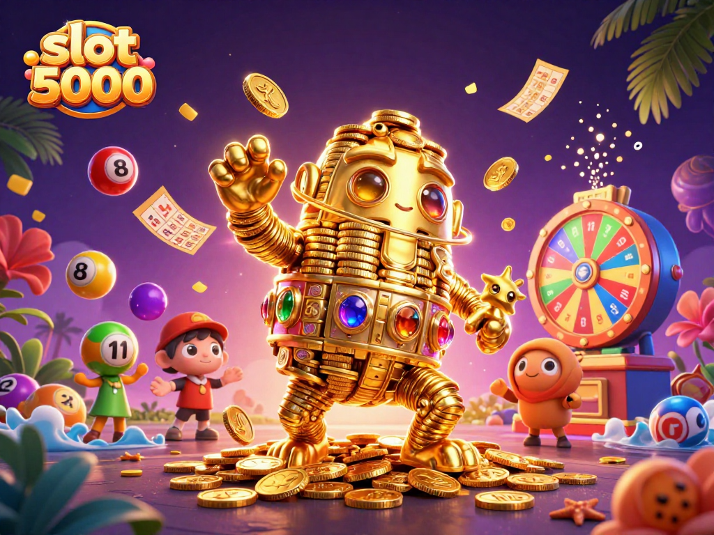 Win big with slot 5000 adventures and vibrant casino elements in this dynamic illustration.