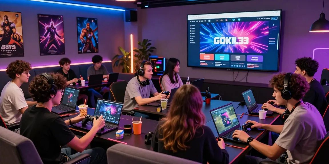 Komunitas gamer berinteraksi dalam suasana ceria menunjukkan antarmuka https://levitraps.com dengan atmosfer penuh energi.