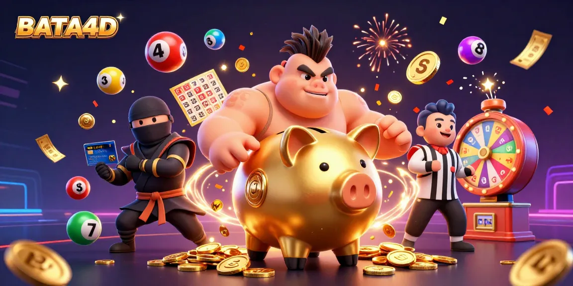 BATA4D presents an exciting casino scene with lively characters and vibrant game elements.