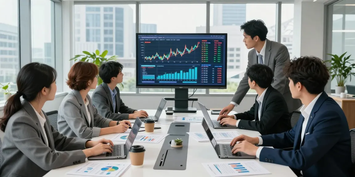 Third Eye Capital financial analysts collaborating in a modern office discussing investment strategies and market trends.