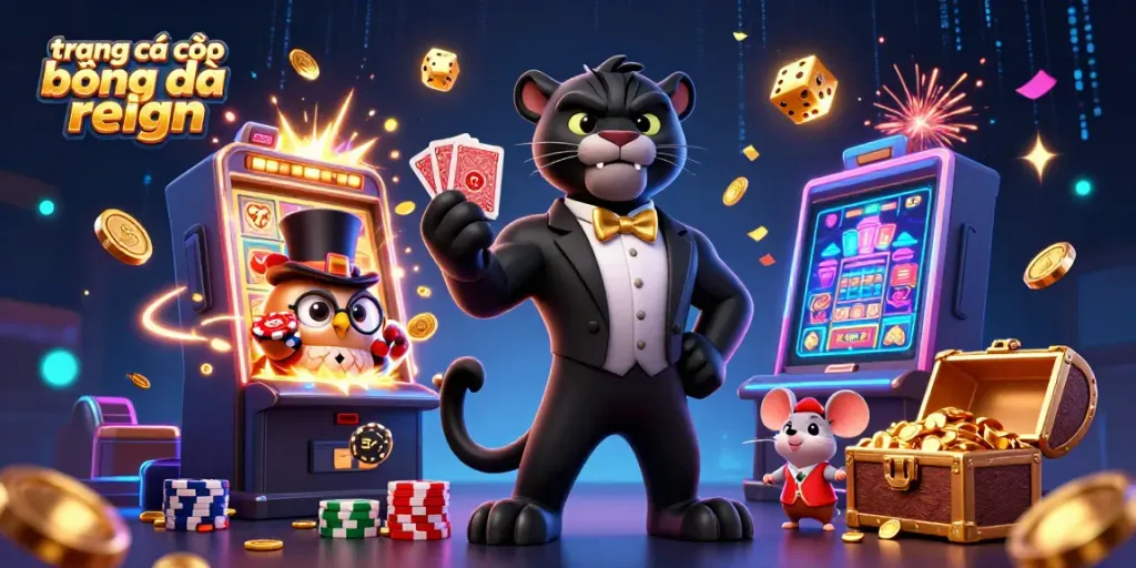 Engage with excitement on trang cá cược bóng đá reign showcasing 3D characters in a vibrant casino setting.