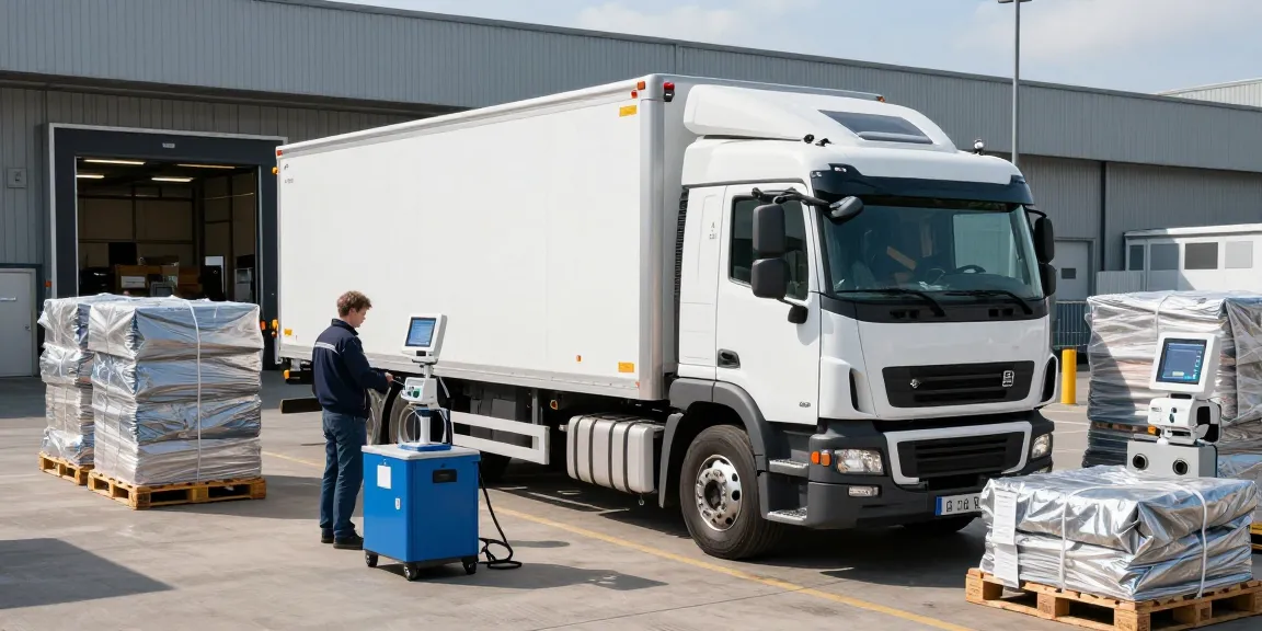 Kühltransporte in Dortmund mit modernen Lkw und Überwachung der Temperaturführung in einer Logistikhalle.