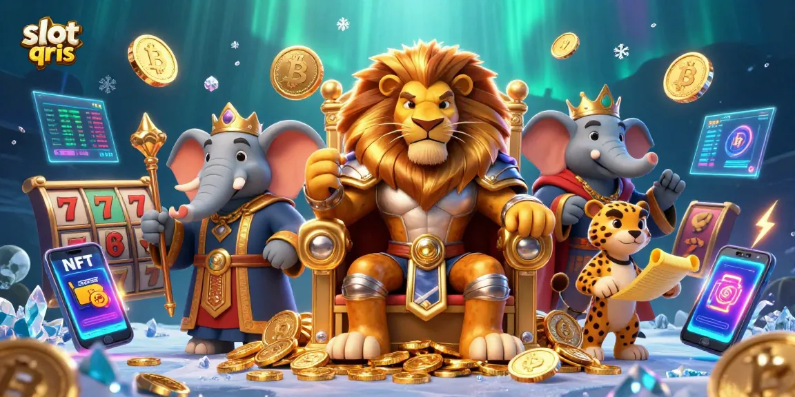 Engage in thrilling casino gameplay with slot qris and vibrant slot reels in a festive scene.