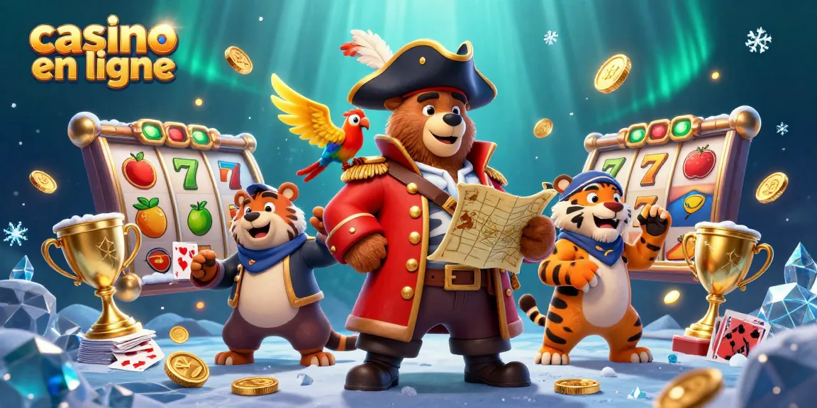 Experience thrilling moments at a casino en ligne with this vibrant 3D illustration featuring a pirate and friends.