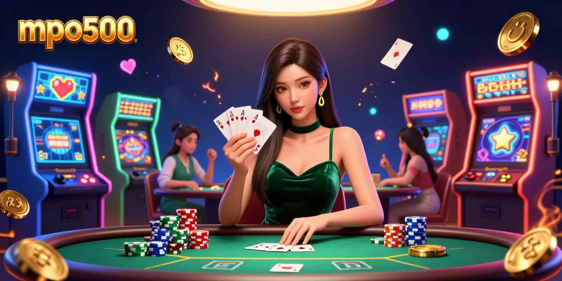 Experience thrilling gameplay at mpo500 with a stunning poker scene featuring vibrant casino elements.
