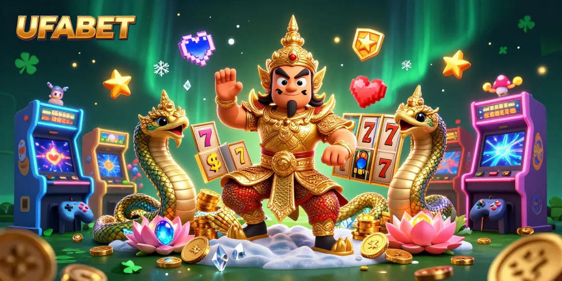 Experience thrilling action with UFABET's vibrant online slots and games featuring lush, golden guardian characters.