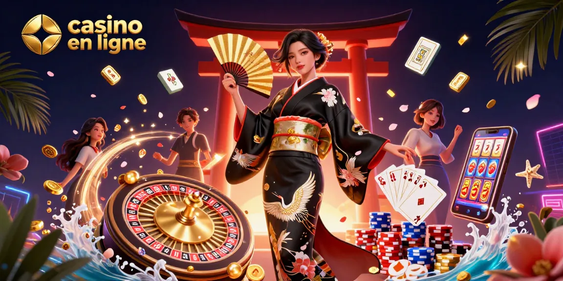 Engagez-vous avec le casino en ligne à travers une scène numérique 3D vivante représentant des personnages élégants et des éléments de jeu dynamiques.