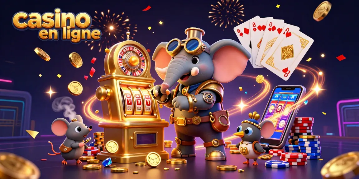 Participez à des jeux de casino en ligne palpitants tout en profitant d'une scène steampunk vibrante.