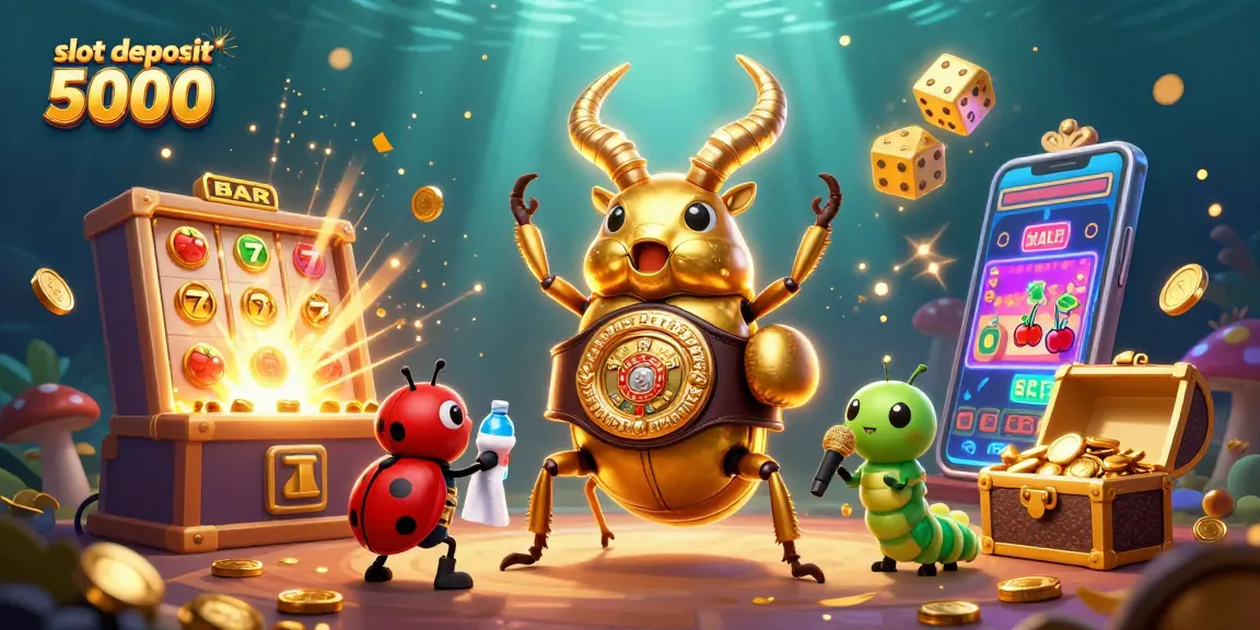 Experience the thrill of slot deposit 5000 with vibrant characters and casino elements in this dynamic 3D illustration.