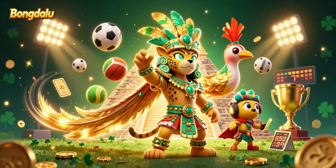 Bongdalu showcases dynamic sports action with casino elements in a vibrant 3D illustration.