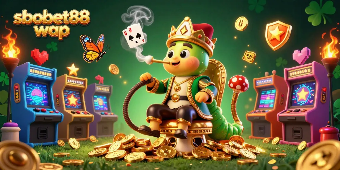 Experience sbobet88 wap with this vibrant illustration of a casino scene, full of game elements.