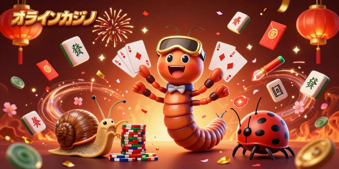オンラインカジノで楽しく遊ぶカートゥーンキャラクターたちのイラスト