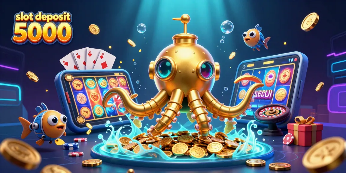 Engage with slot deposit 5000 action featuring the golden kraken submarine amidst exciting casino elements.