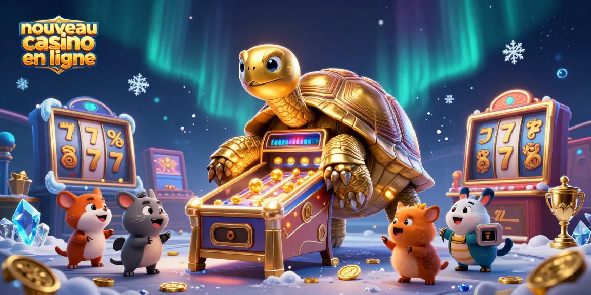 Jouez aux machines à sous de notre nouveau casino en ligne avec des tortues dorées et des éléments captivants.