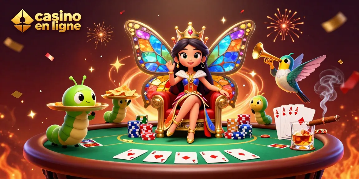 Découvrez des jeux captivants au casino en ligne avec la reine des papillons, des chèques dorés et une ambiance festive.