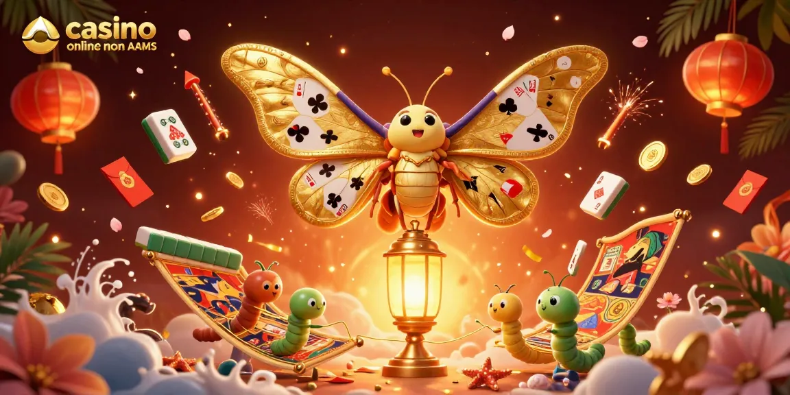 Gioca ai casino online non AAMS con la ricca scena di un falena 3D e altri elementi di gioco magici.