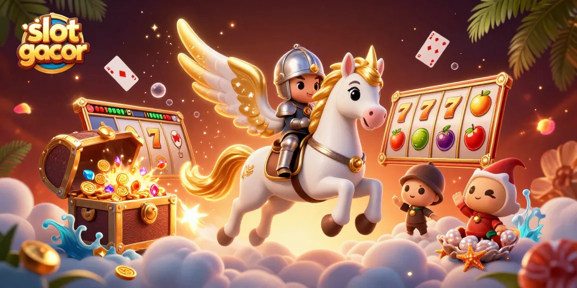 Experience the excitement of slot gacor with cartoon characters and vibrant game elements in a thrilling casino scene.