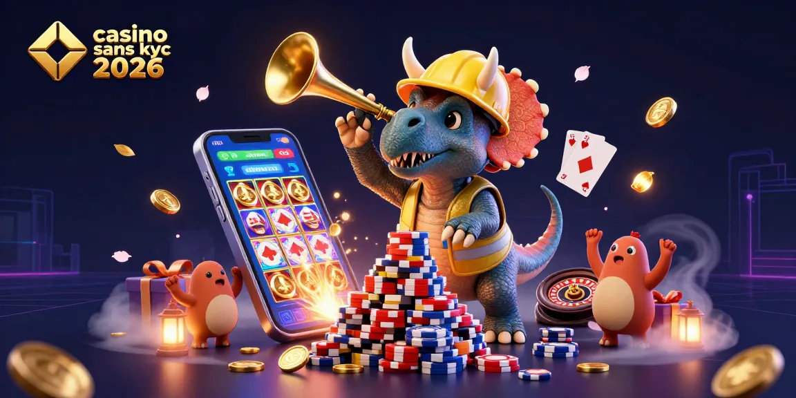 Casino sans kyc 2026 : Tricératops et parasaurolophus festoyant autour des jeux de casino.