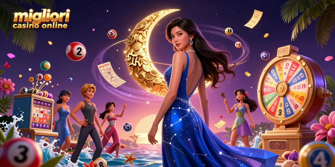 Gioca a giochi emozionanti nei migliori casino online con elementi di lotteria vivaci e dettagli atmosferici.