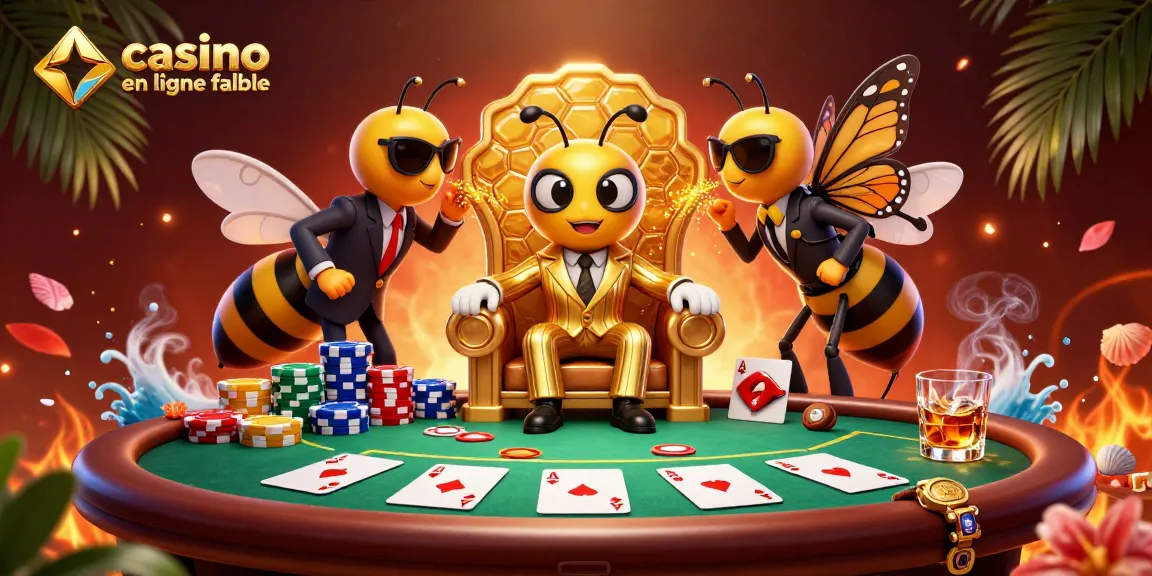 Coup d'œil sur un casino en ligne fiable avec un boss bourdonnant au poker entouré de gardes