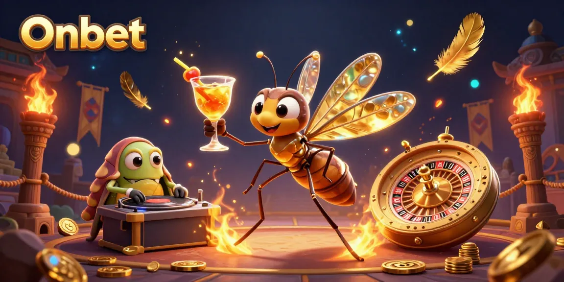 Experience thrilling gaming at Onbet with unique characters and vibrant casino elements.