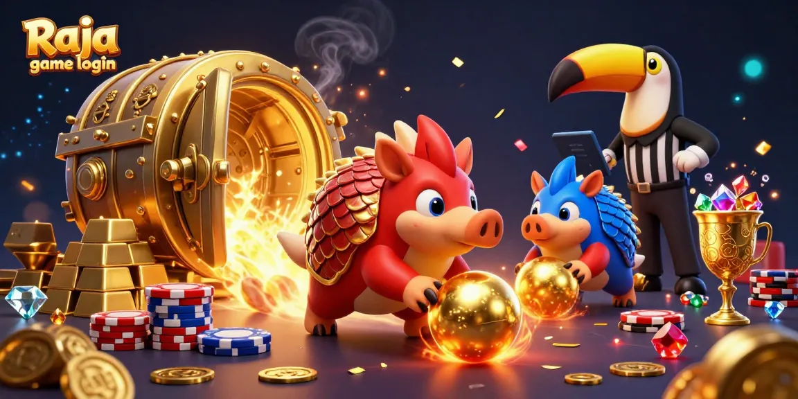 Engage with Raja game login through thrilling pangolin rivals bowling poker chips in a vibrant casino scene.