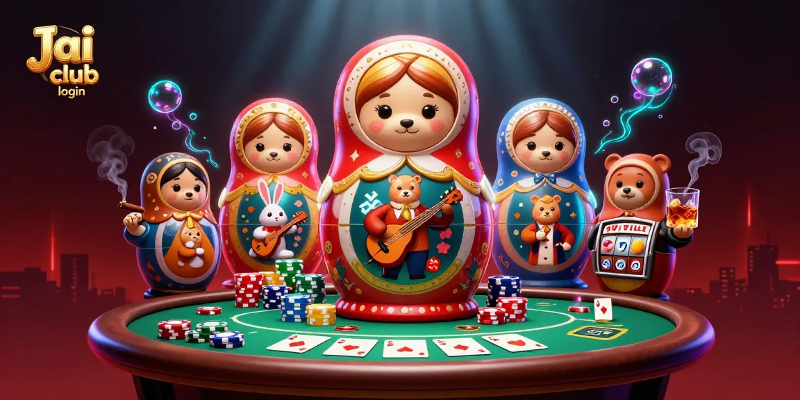 Experience thrilling Jai club login with cartoon 3D bear dealers and vibrant casino elements.