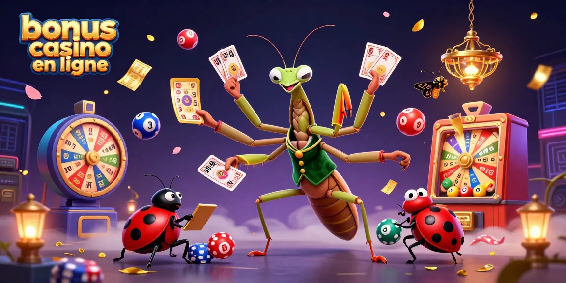 Jouez avec des bonus casino en ligne attractifs dans une illustration animée de casino.